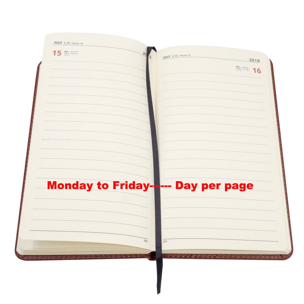 2019 brown faux leather academic day per page daily planner monthly academic daily planner