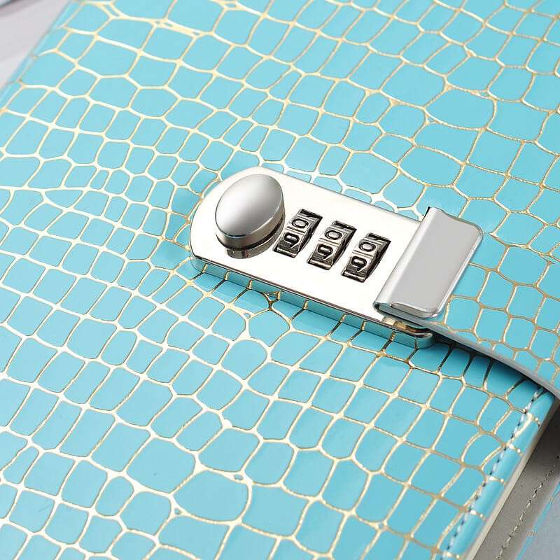 Aqua Stone Pattern Boys Secret Diary Journal with Lock, A5 Ruled Paper